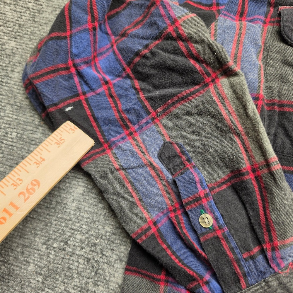 Vintage Tommy Hilfiger Mens XL Plaid Flannel Button Down Shirt Crest Logo - Picture 7 of 11